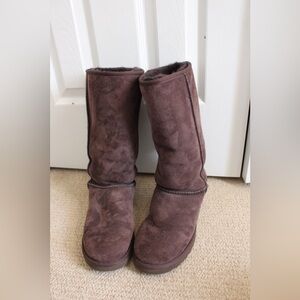 UGG Chocolate Brown Suede Mid-Calf Shearling Boots